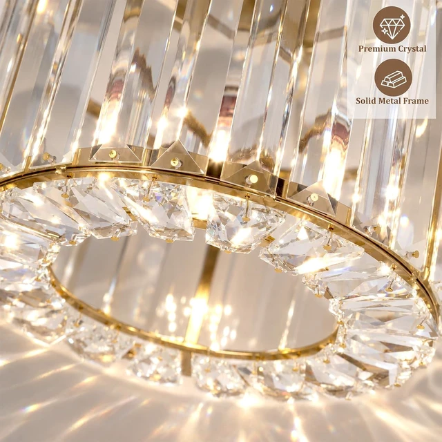 Alt view image 6 of 7 - SeeU Modern Gold Semi Flush Mount Ceiling Light Crystal Brass Chandelier
