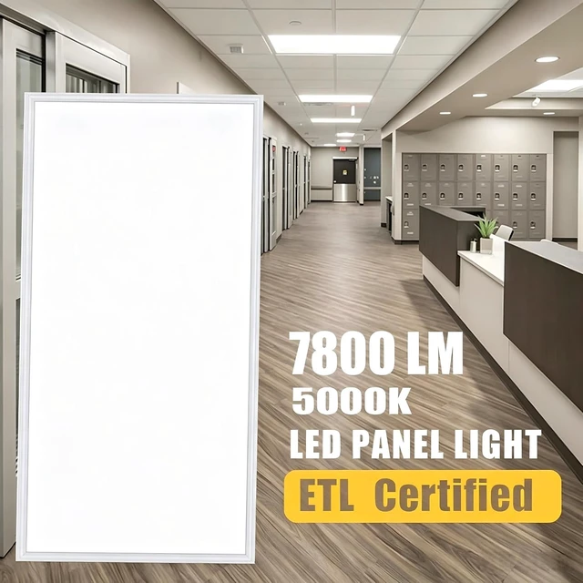 Alt view image 2 of 7 - 2x4 LED Flat Panel Light 4 Pack,7800LM Drop Ceiling Light Office Light Fixture 0-10V Dimmable 5000K Recessed Drop Ceiling Troffer Light for Shop Commercial Classroom Gym ETL Listed