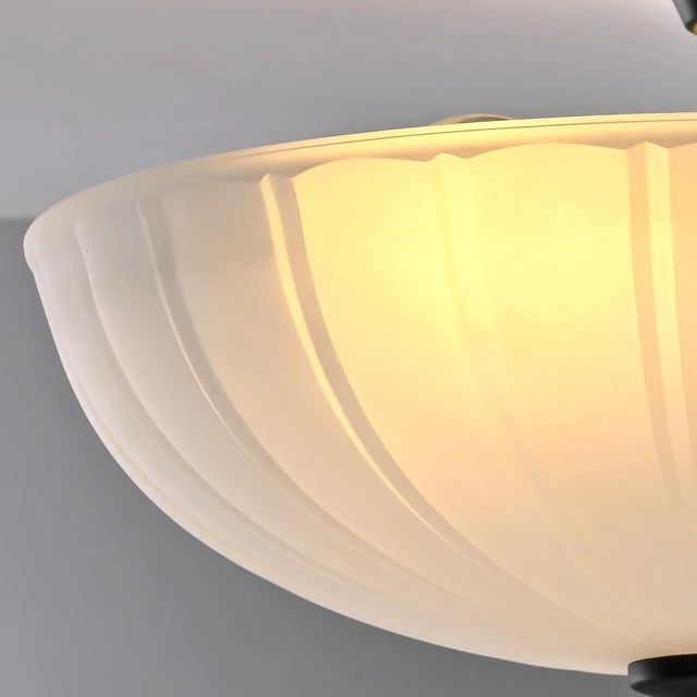 Alt view image 3 of 7 - Frosted Glass Ceiling Light Fixture - Semi Flush Mount with 3 E26 Bulb Sockets, Soft Diffused Lighting/Anti-Glare Shade Lighting for Living Room Dining Room Hallway, Vintage Indoor Chandelier