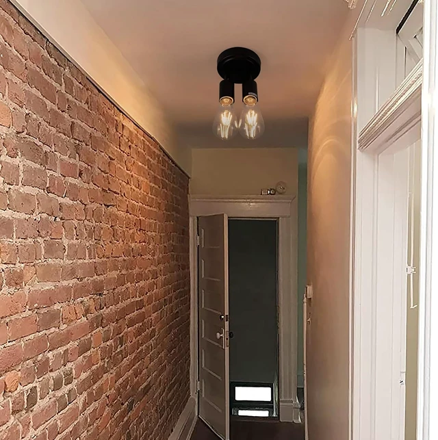 Alt view image 7 of 7 - Semi Flush Mount 2Light Ceiling Light Matte Black with E26 Base Modern Chandelier for Farmhouse Kitchen Dining Room Bedroom Study Living Room.