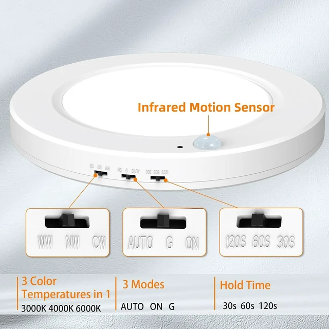 Alt view image 5 of 7 - 7.5 inch Motion Sensor Ceiling Light Wired, 15W Motion Activated Light