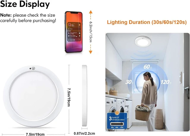 Alt view image 6 of 7 - 7.5 inch Motion Sensor Ceiling Light Wired, 15W Motion Activated Light