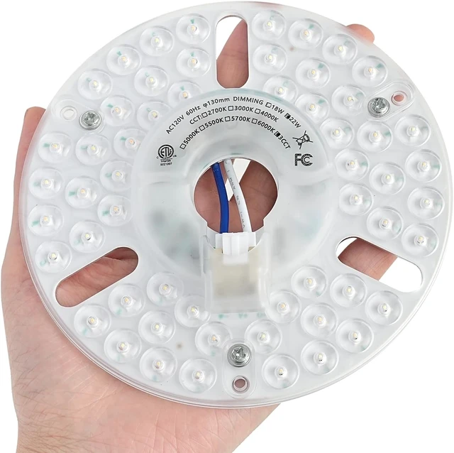 Alt view image 7 of 7 - 5.12'' LED Ceiling Fan Light Retrofit Kit, Ceiling Light Replacement Panel PCB, 22W 3CCT 3000K 4500K 6000K 2640LM 120V CRI80 ETL Dimmable (22)