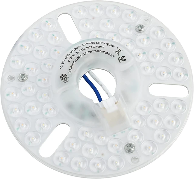 Alt view image 2 of 7 - 5.12'' LED Ceiling Fan Light Retrofit Kit, Ceiling Light Replacement Panel PCB, 22W 3CCT 3000K 4500K 6000K 2640LM 120V CRI80 ETL Dimmable (22)