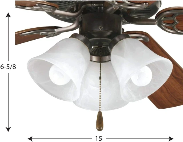 Alt view image 4 of 4 - Progress Lighting AirPro 3-Light Ceiling Fan Light Kit, Antique Bronze