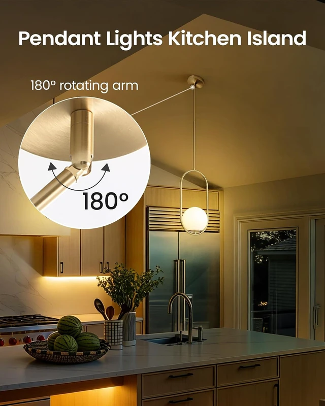Alt view image 4 of 7 - Yunnix Pendant Lights Kitchen Island, Pendant Light Fixtures, Modern Matte Gold Globe Glass Pendant Lighting, Brass Mid Century Chandelier One Light for Bathroom Bedroom Dining Room