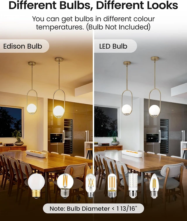 Alt view image 6 of 7 - Yunnix Pendant Lights Kitchen Island, Pendant Light Fixtures, Modern Matte Gold Globe Glass Pendant Lighting, Brass Mid Century Chandelier One Light for Bathroom Bedroom Dining Room