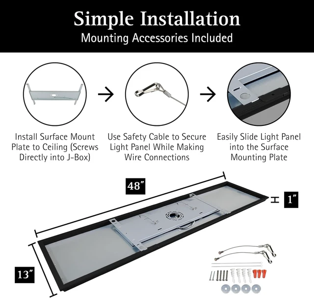Alt view image 6 of 7 - Ultralux Deco 1x4 Surface Mount LED Panel Dimmable 5CCT Matte Black 1Pk