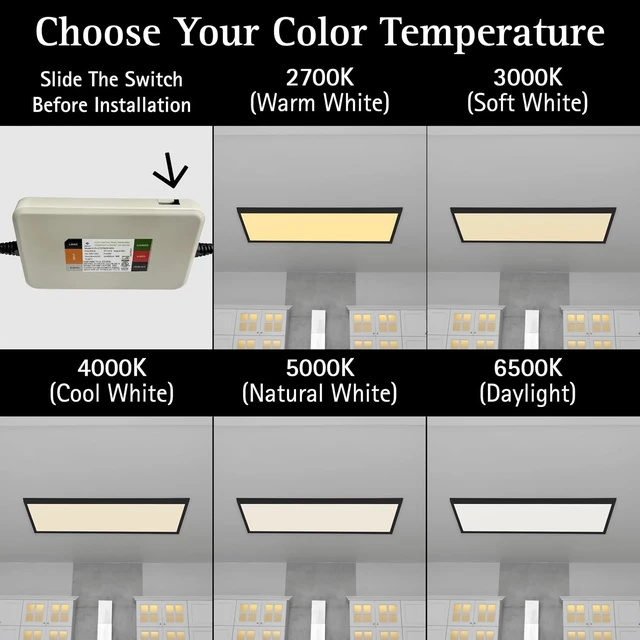 Alt view image 3 of 7 - Ultralux Deco 1x4 Surface Mount LED Panel Dimmable 5CCT Matte Black 1Pk
