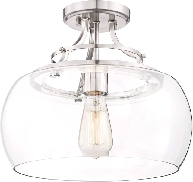 Alt view image 5 of 7 - Charleston 13 1/2" Wide Brushed Nickel LED Ceiling Light Fixture