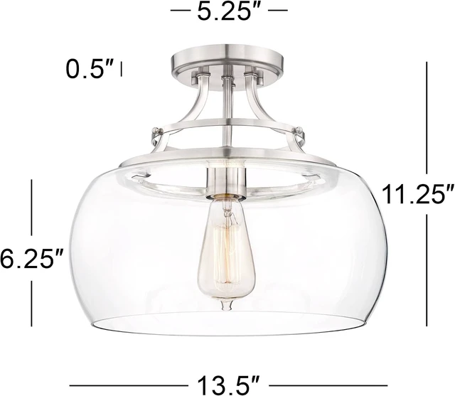 Alt view image 4 of 7 - Charleston 13 1/2" Wide Brushed Nickel LED Ceiling Light Fixture