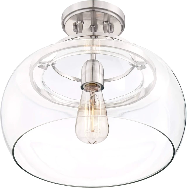 Alt view image 6 of 7 - Charleston 13 1/2" Wide Brushed Nickel LED Ceiling Light Fixture