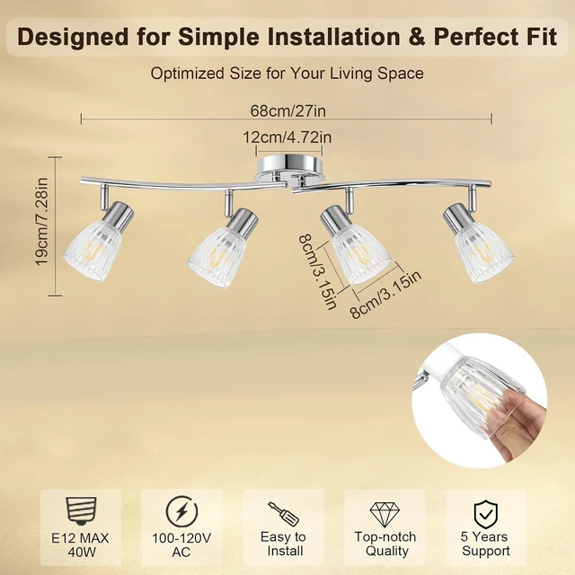 Alt view image 7 of 7 - HiBay 4-Light Track Lighting Modern, Adjustable Ceiling Light Fixture