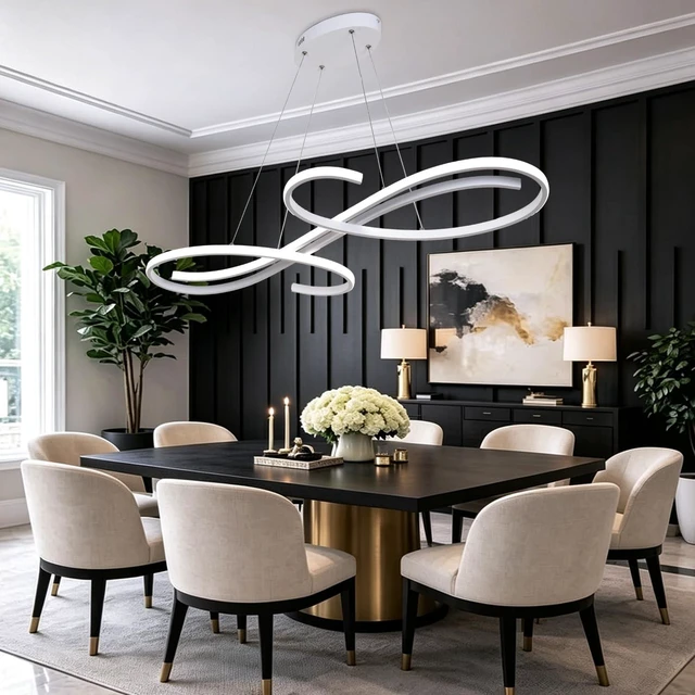Main image of Modern LED Pendant Lights for Kitchen Island, Dimmable 39.75" Linear LED Chandelier Light Fixture, Upgraded Dining Room Ceiling Hanging Light Fixtures Height Adjustable