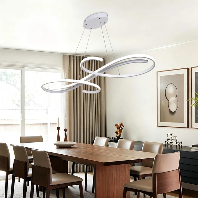 Alt view image 2 of 7 - Modern LED Pendant Lights for Kitchen Island, Dimmable 39.75" Linear LED Chandelier Light Fixture, Upgraded Dining Room Ceiling Hanging Light Fixtures Height Adjustable