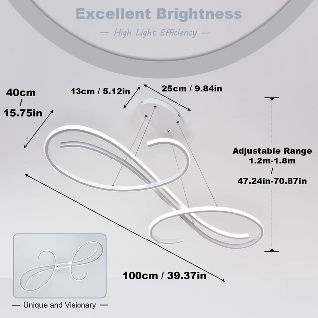 Alt view image 7 of 7 - Modern LED Pendant Lights for Kitchen Island, Dimmable 39.75" Linear LED Chandelier Light Fixture, Upgraded Dining Room Ceiling Hanging Light Fixtures Height Adjustable