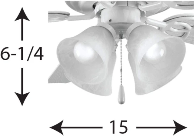 Alt view image 7 of 7 - Progress Lighting AirPro 15" 4-Light Ceiling Fan Light Kit, White