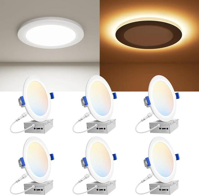 Main image of VOLISUN 6 Pack 6 Inch 5CCT Recessed Light with Night Light, 1080LM