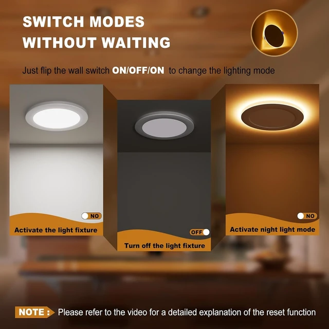 Alt view image 5 of 7 - VOLISUN 6 Pack 6 Inch 5CCT Recessed Light with Night Light, 1080LM