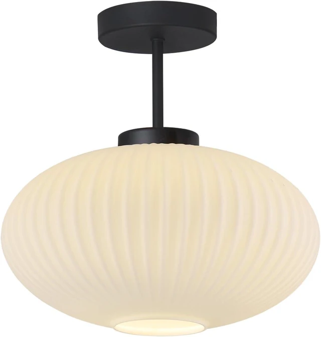 Main image of KCO Lighting Matte Black 11.8 White Milk Glass Flush Mount Ceiling Light