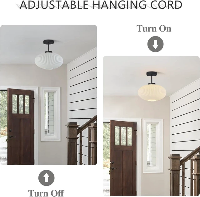 Alt view image 3 of 7 - KCO Lighting Matte Black 11.8 White Milk Glass Flush Mount Ceiling Light