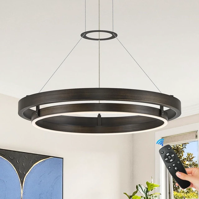 Main image of LED Ring Chandelier Vintage Brown Dimmable Circular LED Pendant Light