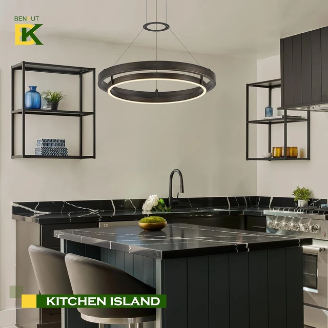 Alt view image 4 of 7 - LED Ring Chandelier Vintage Brown Dimmable Circular LED Pendant Light
