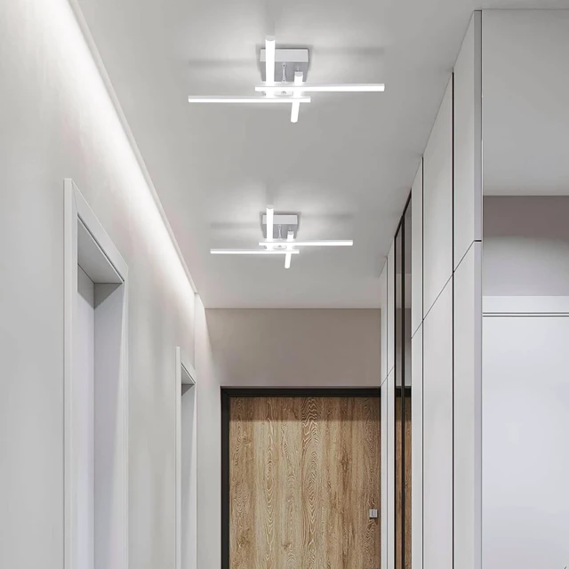 Alt view image 4 of 7 - ElDISUNY Modem LED Ceiling Light, 24w Sputnik Ceiling Light Fixture, 6500K Cool White Flush Mount Ceiling Light Fixture for Bedroom Hallway Living Room Dining Room Coridor Kitchen(Sllver)