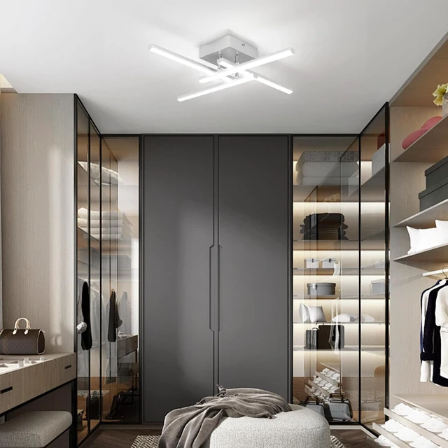 Alt view image 5 of 7 - ElDISUNY Modem LED Ceiling Light, 24w Sputnik Ceiling Light Fixture, 6500K Cool White Flush Mount Ceiling Light Fixture for Bedroom Hallway Living Room Dining Room Coridor Kitchen(Sllver)
