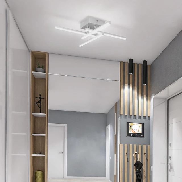 Alt view image 3 of 7 - ElDISUNY Modem LED Ceiling Light, 24w Sputnik Ceiling Light Fixture, 6500K Cool White Flush Mount Ceiling Light Fixture for Bedroom Hallway Living Room Dining Room Coridor Kitchen(Sllver)
