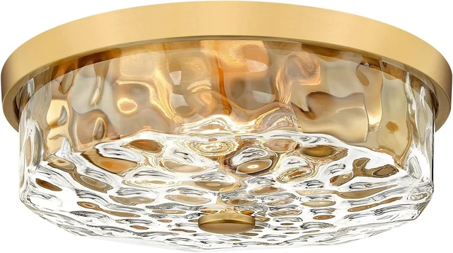 Main image of Flush Mount Ceiling Light with Water Ripple Glass Shade, Modern 3-Light Ceiling-Mount Light Fixtures for Bedroom Living Room Gold Metal Farmhous Ceiling Lamp for Lighting and Decoration