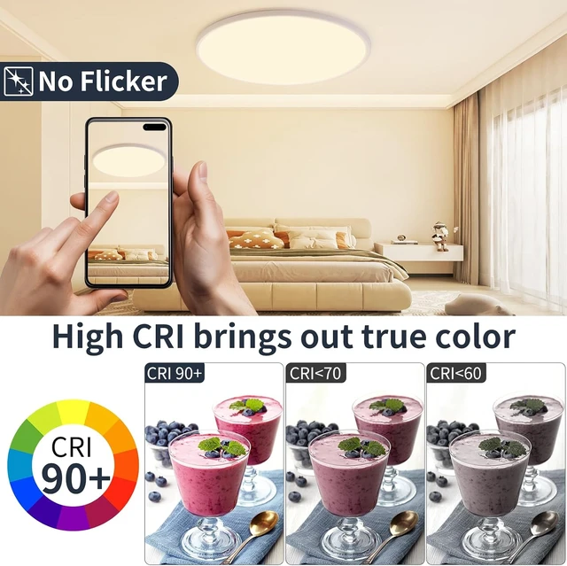Alt view image 6 of 7 - 24 Inch Ceiling Light for Kitchen Flush Mount Led Light Fixture With Remote