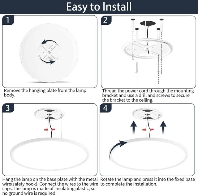 Alt view image 7 of 7 - 24 Inch Ceiling Light for Kitchen Flush Mount Led Light Fixture With Remote