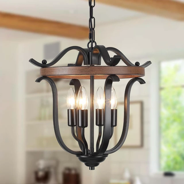 Main image of 4 Lights Black Farmhouse Chandeliers Vintage Cage Ceiling Light Fixtures