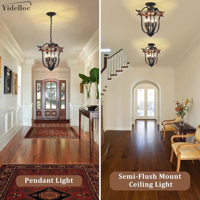 Alt view image 4 of 7 - 4 Lights Black Farmhouse Chandeliers Vintage Cage Ceiling Light Fixtures