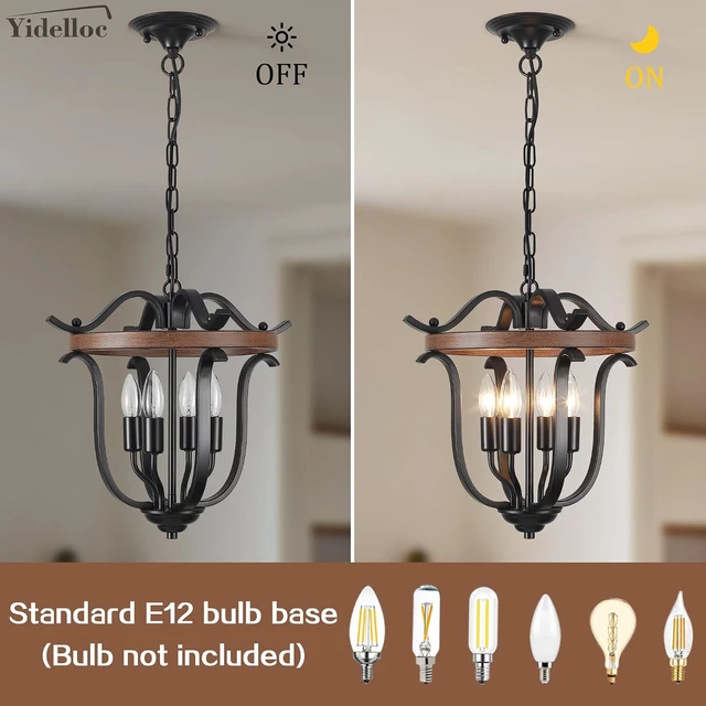 Alt view image 6 of 7 - 4 Lights Black Farmhouse Chandeliers Vintage Cage Ceiling Light Fixtures