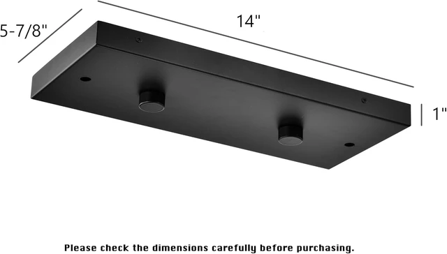 Alt view image 3 of 6 - Two Pendant Light Linear Canopy Accessory Light Kit, 14 inch Flush Mount Cluster Canopy, Hanging 2 Lights with One Outlet Box for Kitchen Island, Mounting Hardware Included, Matte Black