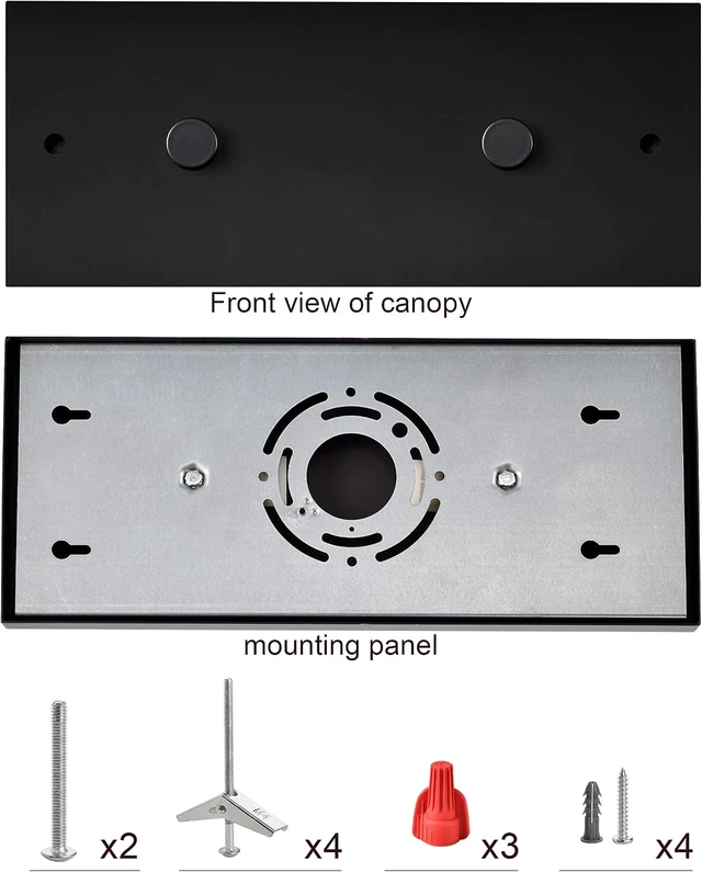 Alt view image 4 of 6 - Two Pendant Light Linear Canopy Accessory Light Kit, 14 inch Flush Mount Cluster Canopy, Hanging 2 Lights with One Outlet Box for Kitchen Island, Mounting Hardware Included, Matte Black