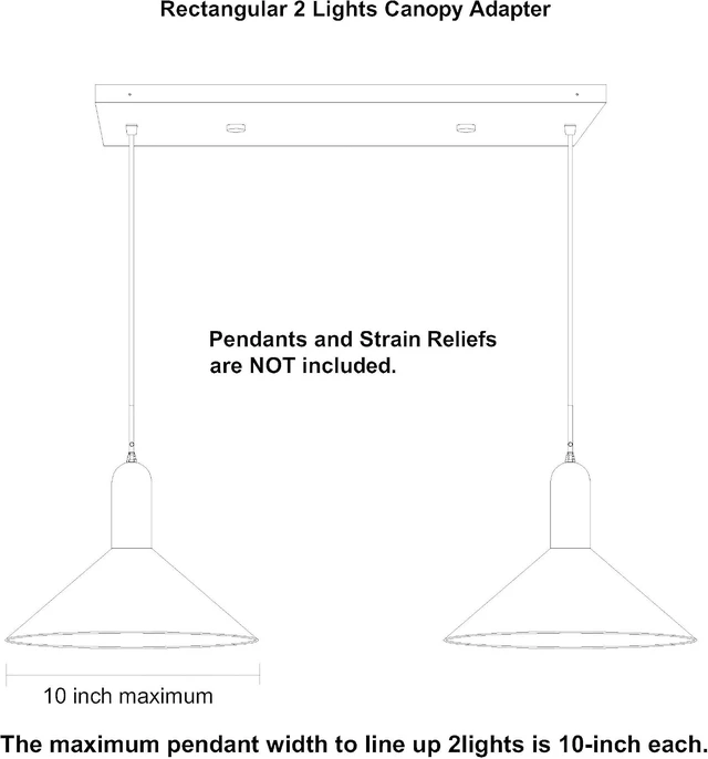 Alt view image 6 of 6 - Two Pendant Light Linear Canopy Accessory Light Kit, 14 inch Flush Mount Cluster Canopy, Hanging 2 Lights with One Outlet Box for Kitchen Island, Mounting Hardware Included, Matte Black