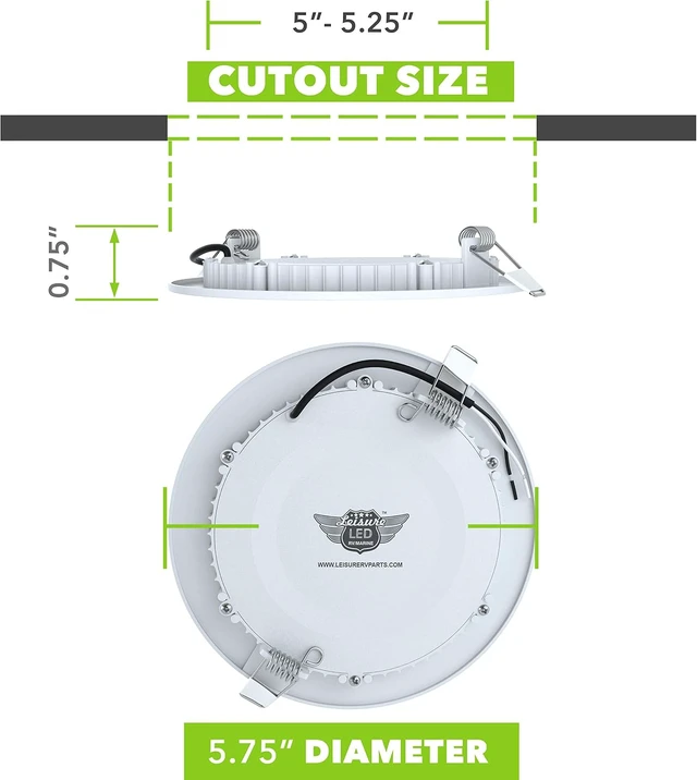 Alt view image 5 of 7 - LeisureLED 5 Pack RV Boat Recessed Ceiling Light 720 Lumen Super Slim LED Panel Light DC 12V 5.75" 9W Full Aluminum Downlights 700 Lumen Warm (Warm White)
