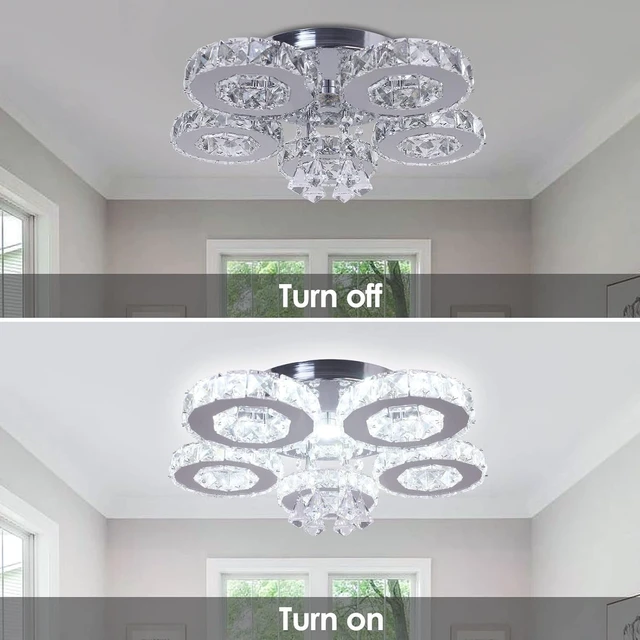 Alt view image 7 of 7 - 5-Ring Crystal Ceiling Light LED Chandelier Cool White