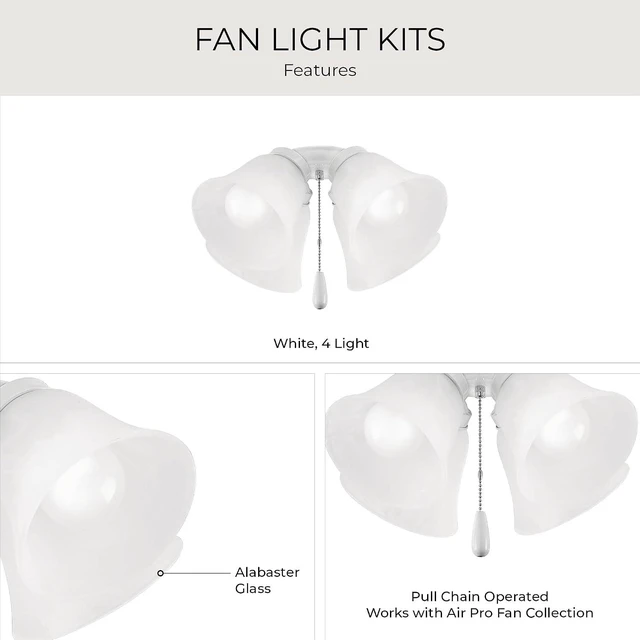 Alt view image 3 of 7 - Progress Lighting AirPro 15" 4-Light Ceiling Fan Light Kit, White