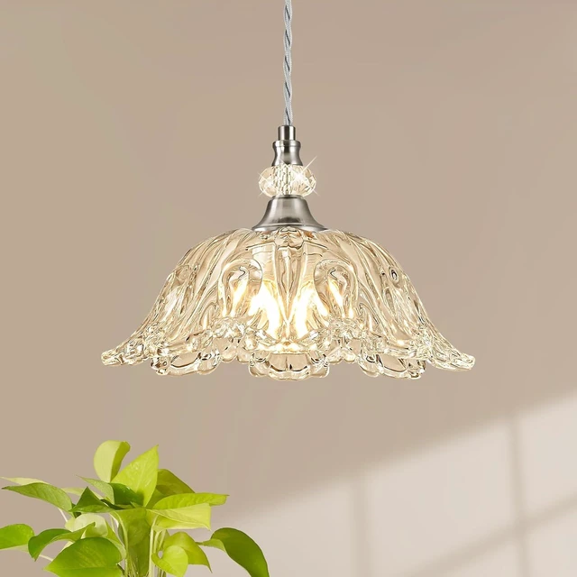 Main image of 1 Piece Brushed Nickel Chandelier Pendant Light with Flower Shade