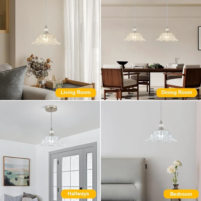 Alt view image 3 of 7 - 1 Piece Brushed Nickel Chandelier Pendant Light with Flower Shade