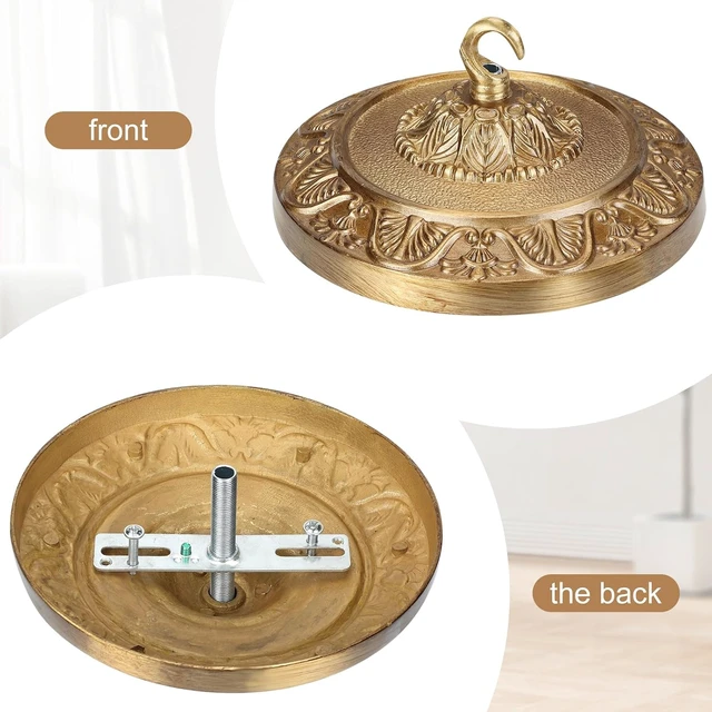 Alt view image 2 of 7 - 6 Inches Vintage Brass Ceiling Canopy Plate, Antique-Style Mounting Kit for Pendant Lights Chandeliers