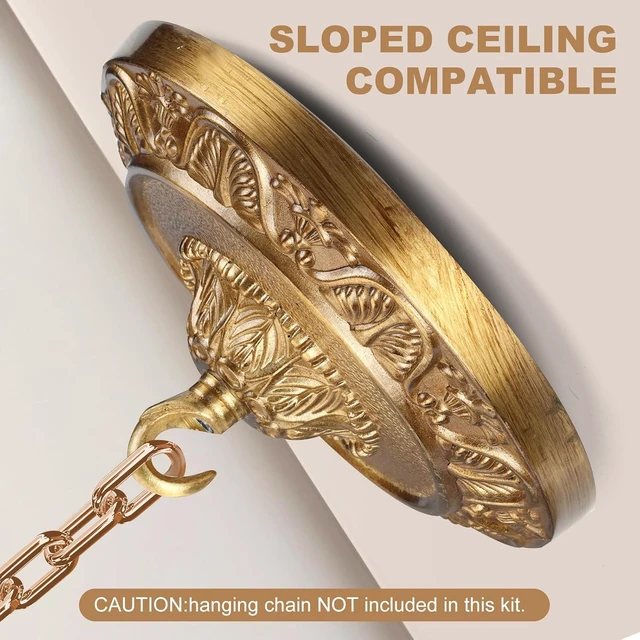 Alt view image 6 of 7 - 6 Inches Vintage Brass Ceiling Canopy Plate, Antique-Style Mounting Kit for Pendant Lights Chandeliers
