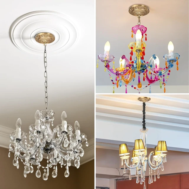 Alt view image 7 of 7 - 6 Inches Vintage Brass Ceiling Canopy Plate, Antique-Style Mounting Kit for Pendant Lights Chandeliers