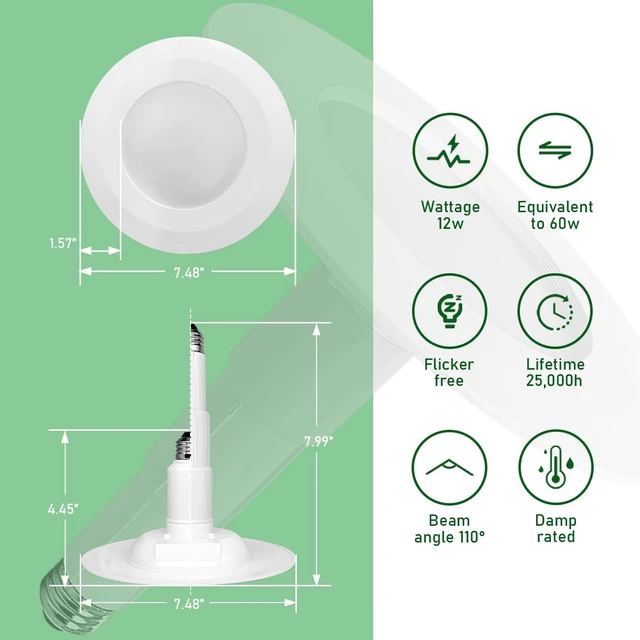Alt view image 2 of 7 - Soliseed 5/6 Inch LED Can Lights Length Adjustable Downlight, 4 Pack