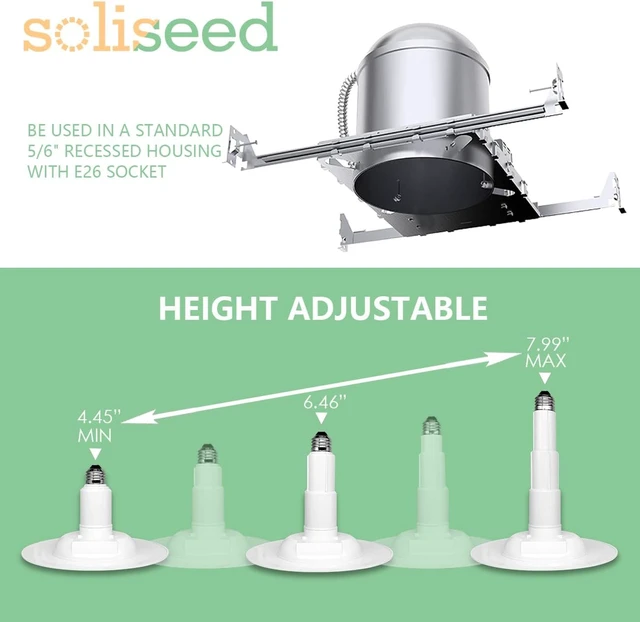 Alt view image 7 of 7 - Soliseed 5/6 Inch LED Can Lights Length Adjustable Downlight, 4 Pack