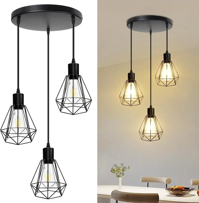 Main image of LTBLIGHT 3-Light Matte Black Adjustable Pendant Light with E26 Base